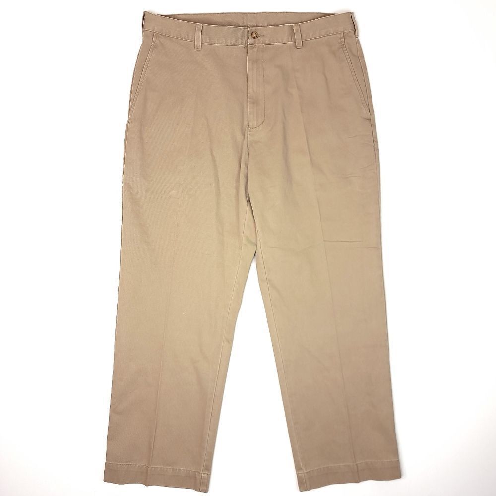Vintage Jos A Bank Cotton Chino Pants Mens 38x29 Brown Relaxed Travel 12.5" Rise